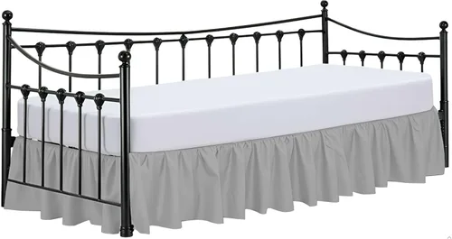 Miniatura 19 de Ready To Rest Falda para cama nido individual de 12 pulgadas de caída, faldas de cama estilo plisado para camas nido, esquinas divididas con Blanco
