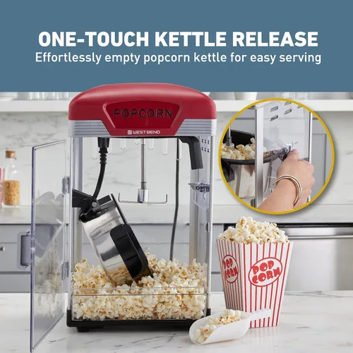 Miniatura 3 de West Bend Stir Crazy - Máquina de hacer palomitas de cine con caldera antiadherente, incluye herramienta de medición y cuchara para palomitas