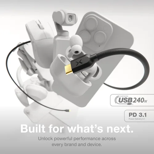 Miniatura 2 de NOCO XGrid XC1: Cable USB-C a USB-C de 240W – Cable de carga rápida tipo C, certificado USB-IF, chip inteligente E-Marker, datos de 480Mbps, nylon