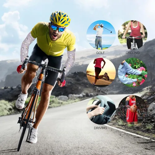 Miniatura 7 de Qilmy Mangas de brazo para hombres y mujeres, mangas de brazo con enfriamiento solar UV con orificio para el pulgar para conducir, ciclismo, golf