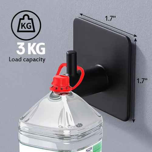 Miniatura 4 de YIGII Ganchos adhesivos/Gancho para toalla - Ganchos de pared que se adhieren, resistentes para colgar toallas/abrigo/sombrero/bolso en baño, Negro-a