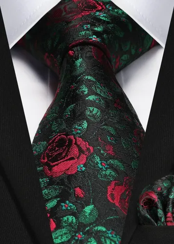 Miniatura 202 de Corbatas florales tejidas clásicas para hombre, corbata cuadrada de bolsillo, corbatas formales para hombres, boda con pañuelo
