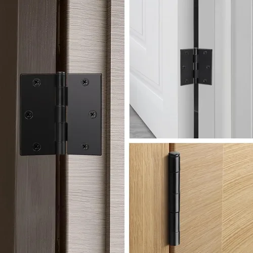 Miniatura 8 de KNOBWELL Paquete de 50 bisagras de puerta negras mate para puertas interiores, bisagras de puerta de 3.5 x 3.5 pulgadas con esquinas cuadradas Negro