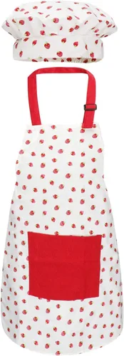 Jennice House - Juego de delantal y gorro de chef para niños, lindos delantales para hornear de niños para cocinar delantales para bebés que hornean