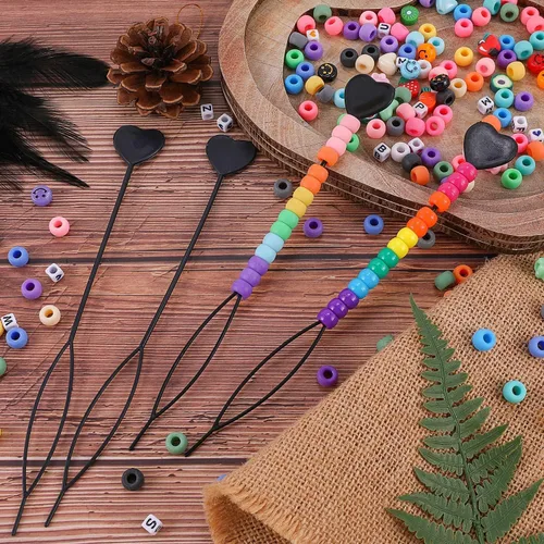 Miniatura 8 de Cuentas de pelo de 18 colores de 0.354 in para trenzas de cabello, kit de cuentas de pony arcoíris para hacer joyas, cuentas Kandi para hacer 28