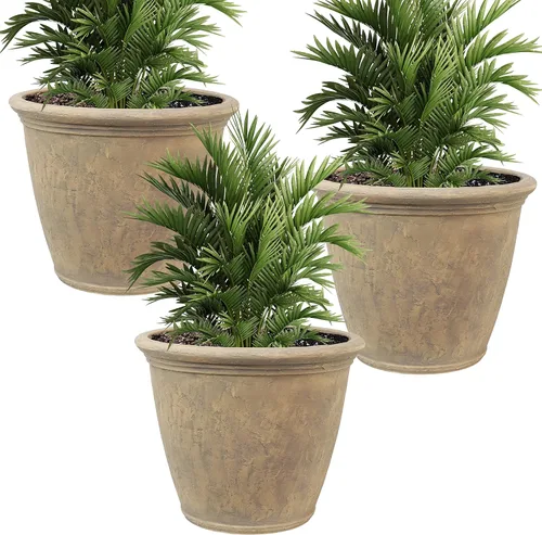 Miniatura 39 de Sunnydaze Anjelica - Maceta grande de plástico para plantas, maceta grande de plástico de doble pared para exteriores con agujeros de drenaje Óxido
