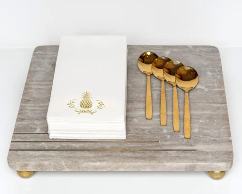 Miniatura 3 de Servilletas de papel Airlaid con estampado de piña dorada, 1/6 pliegue de 12 x 17 pulgadas, toallas de mano desechables para invitados, absorbentes