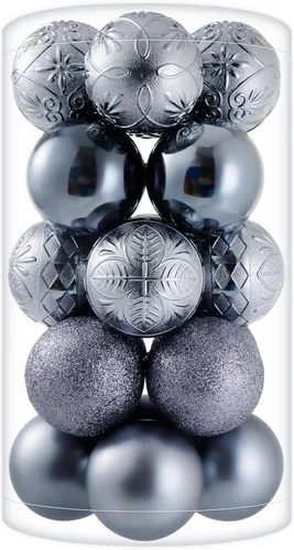 Miniatura 30 de 34 piezas Adornos de bola de Navidad azul bebé irrompibles de plástico para árbol de Navidad, decoraciones para fiesta de Navidad, oficina en casa