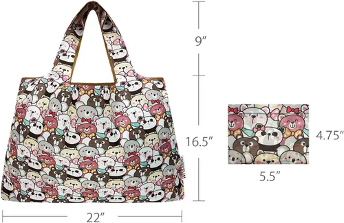 Miniatura 3 de allydrew Bolsas de comestibles reutilizables de nailon plegables grandes Osos divertidos