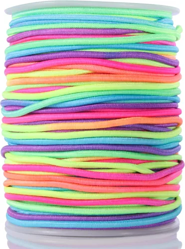 Miniatura 16 de KONMAY 3 rollos de cuerda elástica de goma de 1.5mm, 91 yardas de cuerdas elásticas mixtas para pulseras, collares, joyería y manualidades Mixto