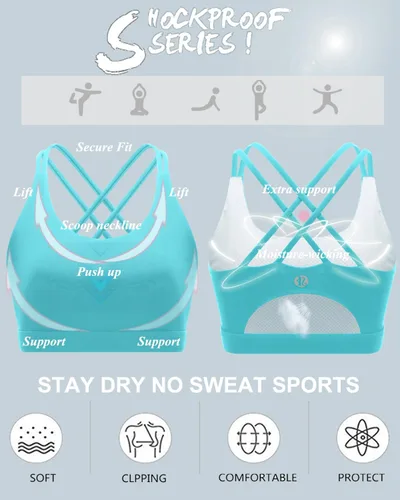 Miniatura 141 de Brasieres deportivos para mujer, con relleno, tipo camiseta sin mangas, sexis, con espalda cruzada, de alto impacto, largos, ideales para practicar