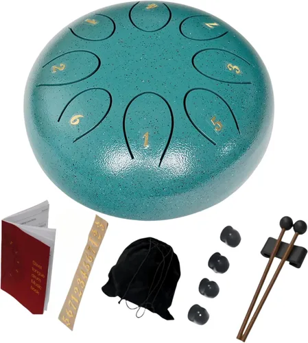Miniatura 7 de REGIS Tambor metálico de lengüetas, de acero, 6 pulgadas, 8 notas musicales, instrumento de percusión, tambor de lluvia para exteriores, regalo