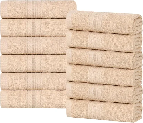 Miniatura 71 de Superior Juego de 6 toallas de mano de algodón ecológico, toallas pequeñas para spa, hotel, baño de invitados, cocina, secado rápido, suave
