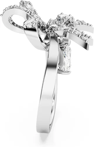 Miniatura 3 de SWAROVSKI Volta cocktail ring, Bow, Small, White, Rhodium Finish