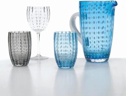 Miniatura 3 de Zafferano Perle - Vaso de cristal transparente hecho a mano, 32 h 4.291 in d 2.795 in, 6 piezas, transparente Claro