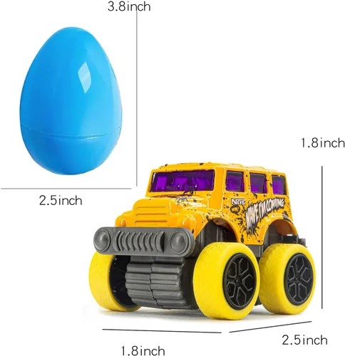 Miniatura 2 de Rellenos de cesta de Pascua para niños de 3 a 6 años – Camiones monstruo tirando hacia atrás para la búsqueda de huevos de Pascua, recuerdos