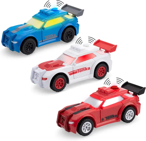 Tonka, paquete de 3 autos deportivos– hechos con plástico resistente, con motor de fricción, para niños y niñas, niños pequeños de 3 años en