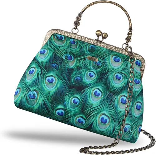 Miniatura 72 de Bolso floral con asa superior, bolso de noche Kiss Lock para mujer, bolso vintage