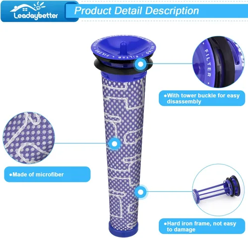 Miniatura 5 de Leadaybetter V6 Filtros de repuesto para aspiradora Dyson Absolute Total Clean inalámbrica, paquete de 2 repuestos HEPA y pre filtro, comparado