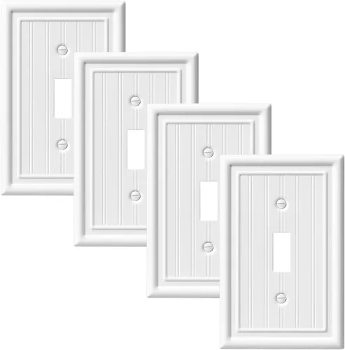 Miniatura 11 de DEWENWILS Paquete de 4 tapas blancas para enchufes y placas de interruptores, placas decorativas de pared de metal para interruptores de luz y tomas