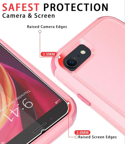 Miniatura 3 de Diverbox Funda diseñada para iPhone SE con protector de pantalla, resistente a los golpes, resistente a los golpes, para Apple iPhone SE Phone Rosado