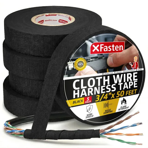 Miniatura 8 de XFasten Cinta de arnés de cables, 3/4 pulgadas x 90 pies, arnés de cableado de alta temperatura, cinta eléctrica de tela de fieltro autoadhesiva