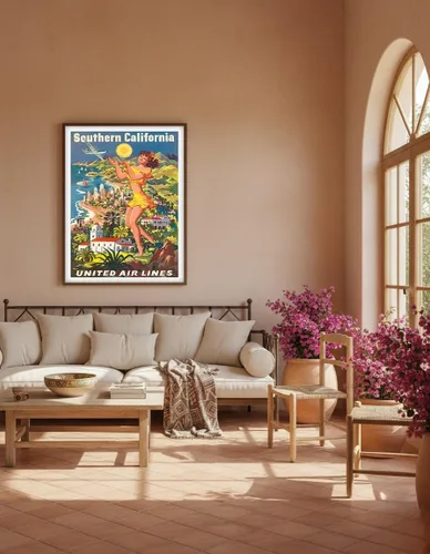 Miniatura 5 de Southern California - United Air Lines - Vintage Airline Travel Poster by Joseph Fehér c.1950 - Master Art Print (Unframed) 6in x 9in