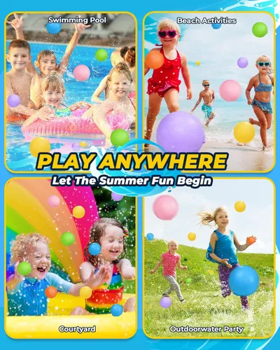 Miniatura 6 de Globos de agua reutilizables: paquete de 16 bolas de agua recargables, autosellantes, de llenado rápido, juguetes de agua de silicona sin látex
