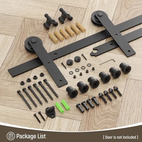 Miniatura 6 de CCJH Kit de herrajes para puerta corrediza de granero resistente de 7 pies, suave y silencioso, fácil de instalar, ajuste para panel de puerta de 42