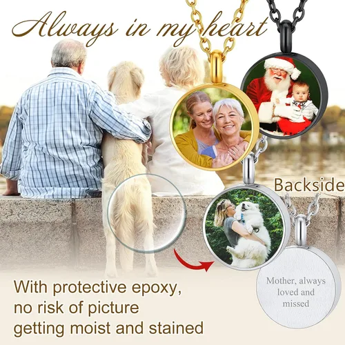 Miniatura 128 de FindChic Collares personalizados con urna para cenizas, barra vertical, gato, luna, reloj de arena, garra de perro, acero inoxidable, chapado en oro