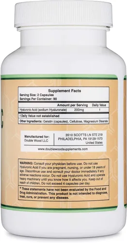 Miniatura 3 de Double Wood Supplements Ácido hialurónico, 180 cápsulas (100 mg por cápsula)