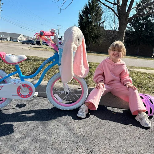 Miniatura 16 de RoyalBaby Stargirl - Bicicleta infantil de 14 pulgadas para niñas con ruedas de entrenamiento y canasta, color azul [4] Azul cielo
