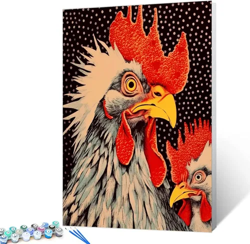 Miniatura 13 de Bumbers - Pintura de vaca de animales de granja para adultos, principiantes, pintura de buey de granja, bricolaje por números, lienzo de pintura