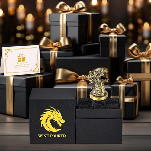 Miniatura 5 de Cabeza de Dragón Vertedor y Tapón de Botella de Vino 2 en 1, Regalos de Dragón para Hombres y Mujeres Fanáticos de los Dragones, Vertedores