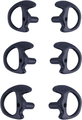 Miniatura 10 de Molde de oreja de radio de dos vías de repuesto de silicona suave para audífonos de tubo de bobina acústica (color negro, 5 pares pequeños)