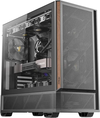 Antec P30 AIR, 2 ventiladores PWM de 5.512 in y 1 ventilador PWM de 4.724 in y 2 ventiladores inversos PWM de 4.724 in incluidos, detalles de madera