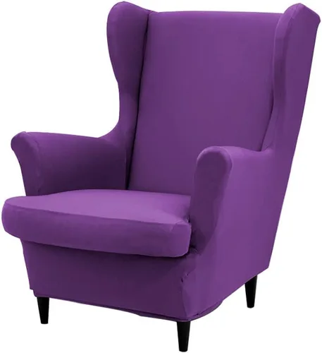 Miniatura 13 de Fundas para silla Wingback, 2 piezas, fundas elásticas para sillón de ala de color sólido con parte inferior elástica, protector de muebles