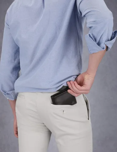 Miniatura 4 de Skechers Cartera de cuero RFID con bolsillo abatible para hombre