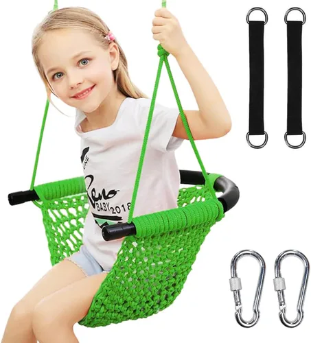 Hi-Na Columpio de árbol para niños, asiento de columpio de cuerda ajustable para niños pequeños con ganchos a presión y correas, capacidad de 440