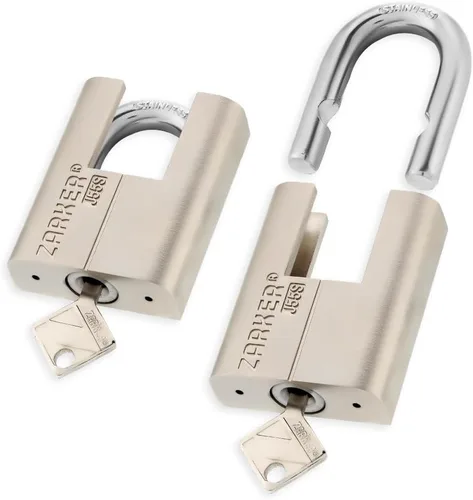 Miniatura 11 de J55S candado con llave, cerradura de grillete de acero inoxidable resistente, almacenamiento impermeable y a prueba de óxido, almacenes, garaje