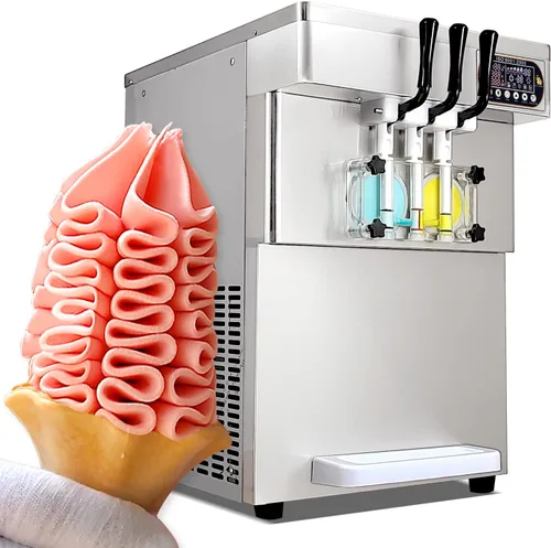 Kolice ETL Commercial 3 sabores, máquina de helado suave de yogurt de gelato-2+1 sabores mixtos, tanques superiores refrigerados, encimera, conteo