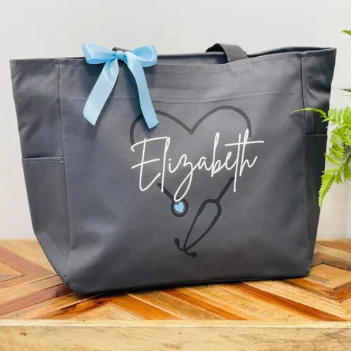 Miniatura 2 de Up2ournecksinfabric LLC Personalized Large Nurse Tote Bag, Custom Gift for Nurse,Customized Tote Bag, Graduation Gift