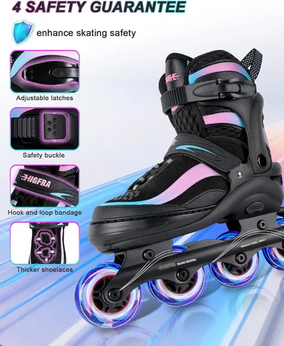 Miniatura 2 de Patines en línea ajustables para niños y adultos – Patines con gradiente de color y ruedas completamente iluminadas para niñas, niños