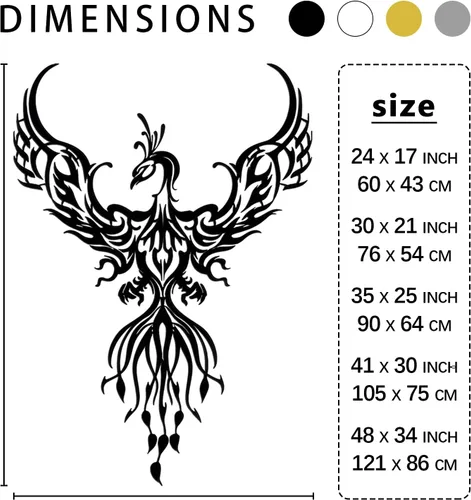Miniatura 4 de Phoenix Anka - Arte de pared, letrero de metal, símbolo, decoración del hogar para sala de estar, 24 x 17 pulgadas, color negro, regalo