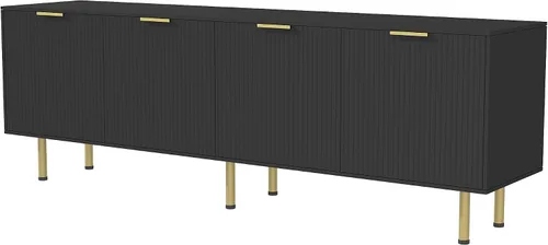 Miniatura 7 de Soporte de TV negro para televisores de hasta 80 pulgadas, consola de TV moderna de mediados de siglo, soportes de TV para sala de estar