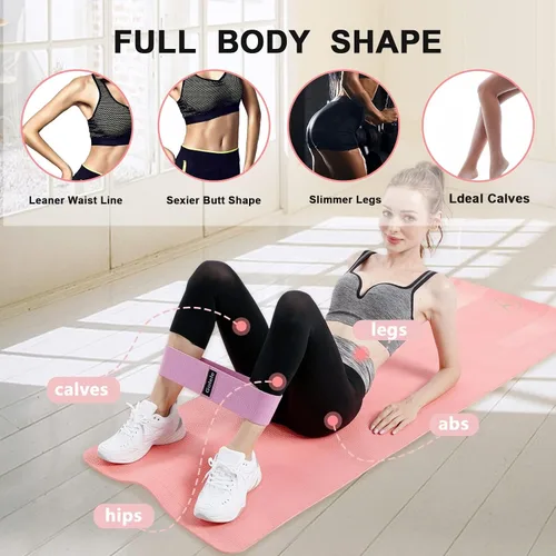 Miniatura 5 de Resistance Bands for Working Out 3 Booty Bands- Light Medium Heavy Fabric Exercise Bands for Home Gym, Full Body Workouts, Legs, Hip, Glutes, Arms