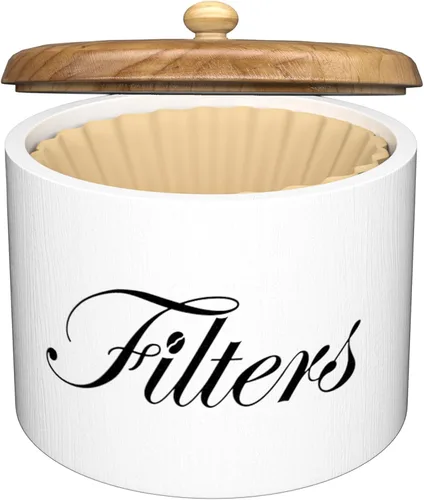 Miniatura 8 de Soporte de Filtro de Café en Cesta Marrón con Tapa - Envase de Almacenamiento Redondo para Mostrador - Accesorios de Barra de Café Decoración