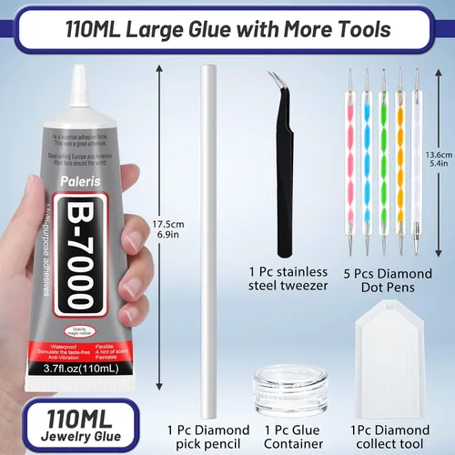 Miniatura 2 de Mejora B-7000 Pegamento para Joyería de Diamantes de Imitación Transparente, 110ml 3.7 fl oz Adhesivo para Manualidades, Pegamento Super Reparador