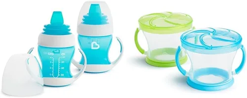 Miniatura 12 de Munchkin® Gentle™ Transition Sippy Trainer - Tazón de 4 onzas, paquete de 2, cuencos de succión azules y Stay Put™ para bebés y niños pequeños