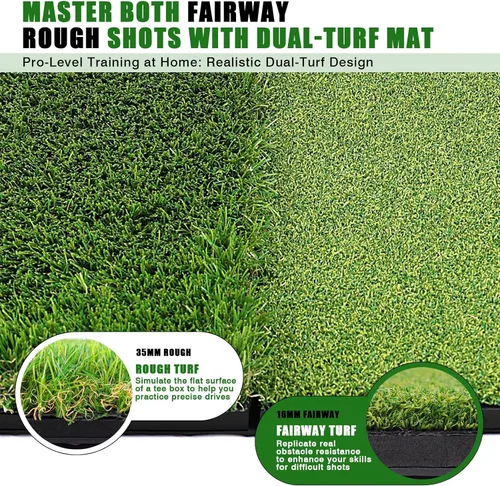 Miniatura 2 de Premium Golf Hitting Mat, 10mm Foam Padding with Rubber Backing Golf Mat, Golf Practice Mat for Indoor and Outdoor Training